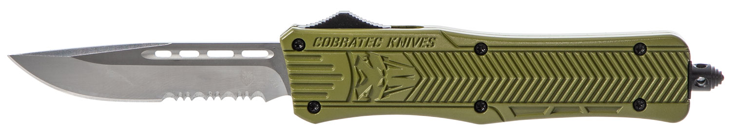 CobraTec Knives CTK-1 Medium 3" D2 Steel OTF Knife, OD Green Aluminum Handle
