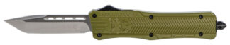 CobraTec Knives MODCTK1MTNS CTK-1 Medium 3" OTF Tanto Plain D2 Steel Blade/OD Green Aluminum Handle Features Glass Breaker Includes Pocket Clip