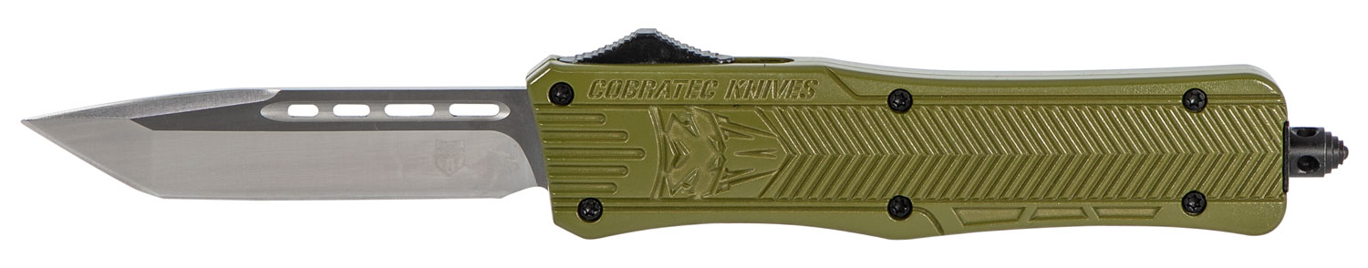 Cobratec Knives CTK-1 3in OTF Tanto D2 Steel Blade OD Green Aluminum Handle