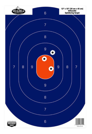 Birchwood Casey Dirty Bird Hanging Pistol Silhouette Target 12 x 18 in Blue/Orange, 50-Pack