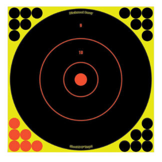Birchwood Casey Shoot-N-C Reactive Target 12 in Bullseye, Self-Adhesive Paper Black/Yellow/Red (100 Pack)