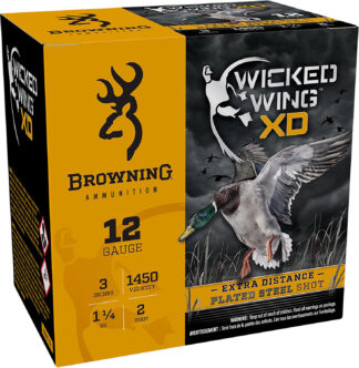 Browning Wicked Wing XD Extra Distance 12 Gauge 3 in Steel 2 Shot 1 1/4 oz, 25 Rounds