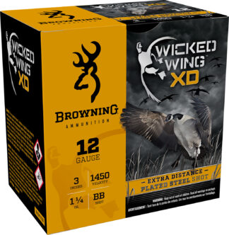 Browning Wicked Wing XD Extra Distance 12 Gauge 3 in Steel #BB Shot, 1 1/4 oz, 25 Rounds