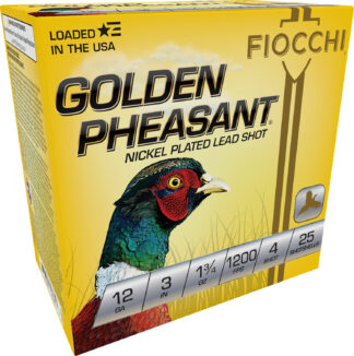 Fiocchi Golden Pheasant Extrema 12 Gauge 3 in #4 Shot, 1 3/4 oz, Nickel-Plated Lead, 25 Rounds