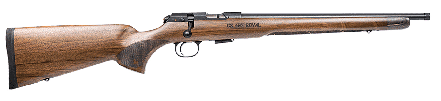CZ-USA 02370 CZ 457 Royal Full Size 22 LR 5+1 16.50" Black Nitride Steel Threaded Barrel Black Nitride Steel Receiver Walnut Fixed American Style w/Decorative Forend Tip Stock Right Hand