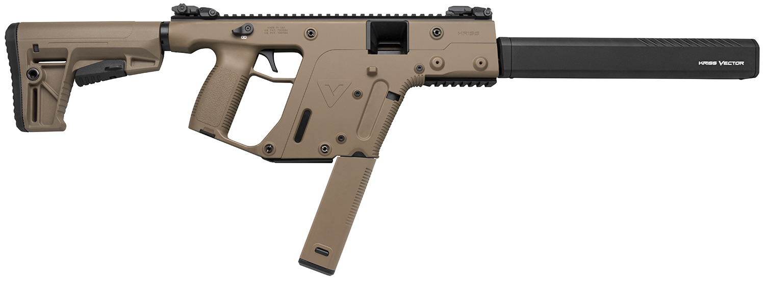 Kriss USA KV90CFD20 Vector CRB G2 9mm Luger 40+1 16" Black Nitride Threaded Barrel, Flat Dark Earth Picatinny Rail Aluminum Receiver, FDE Synthetic 6 Position Stock & Polymer Grip