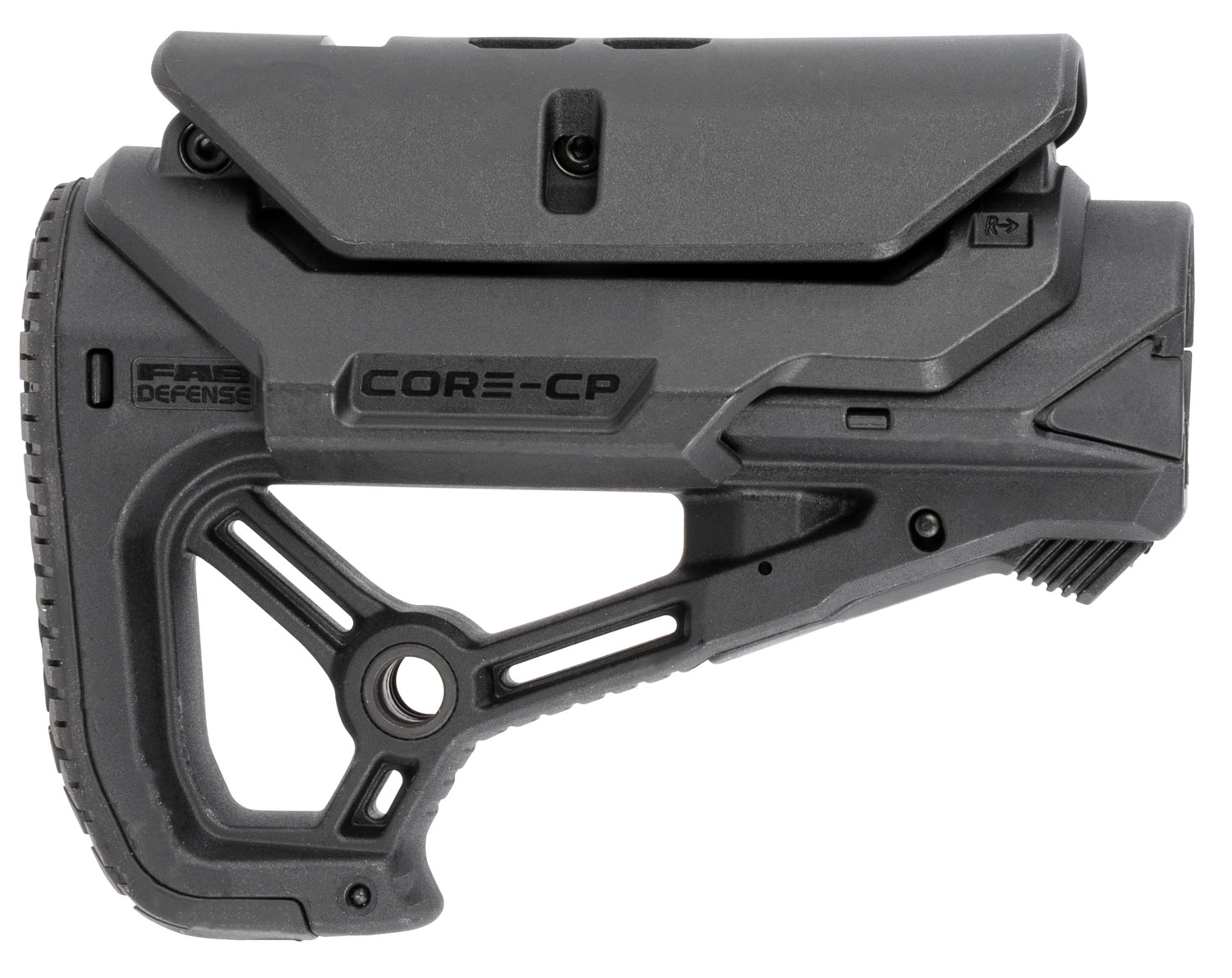 FAB Defense GL-Core S Combat Buttstock, AR-15/M4, Black, Fiberglass Reinforced Polymer