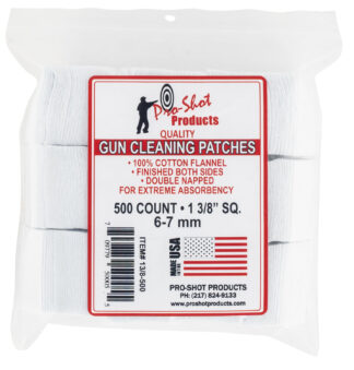Pro-Shot 138500 6mm/7mm Cotton Flannel Cleaning Patches, 1.38 in, 500-Pack