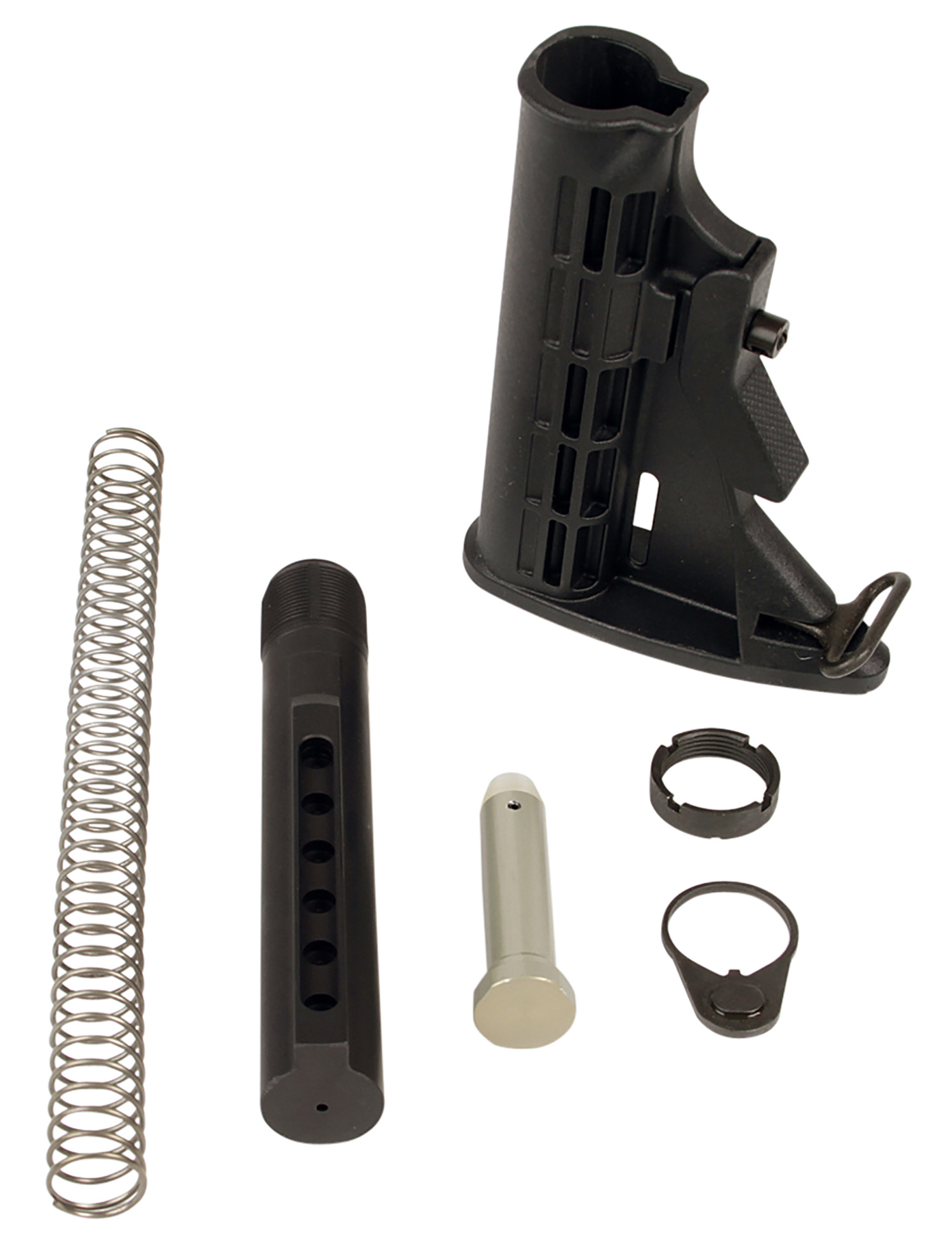 LBE Unlimited Complete Mil-Spec M4 Buttstock Kit for AR-15, 6-Position, Black Synthetic
