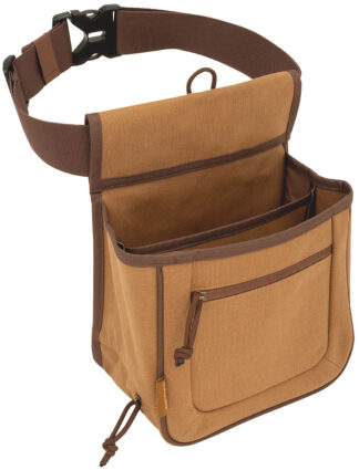 Allen Rival Double Compartment Shell Bag Tan Canvas, Zipper Closure