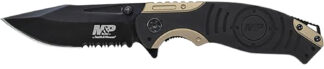 SW Knives M&P Liner Lock Folding Knife 3.50" 8Cr13MoV Drop Point Black/Tan Aluminum