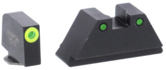 Ameriglo GL252 Optic Compatible Sight Set Glock MOS XL Tall Green Tritium Black Outline