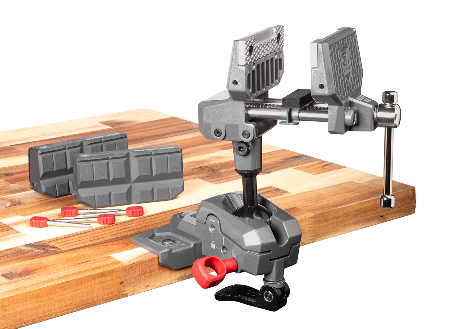 Real Avid Master Gun Vise AVARAMV Multi-Axis Bench-Mount, Gray/Red with TORQ-LOK