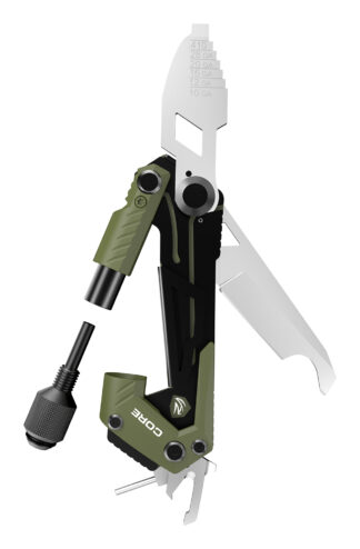 Real Avid CORE Shotgun Carry Tool, Olive Green/Black Stainless Steel, Folding, 1.50in Blade