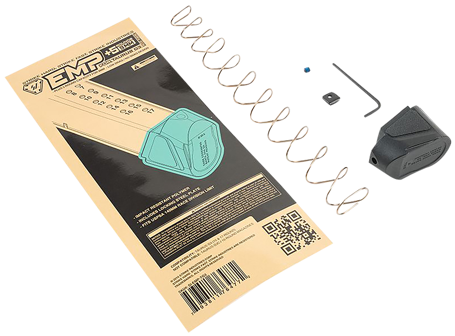 Strike Industries EMPTG3 Enhanced Magazine Plate, Adds 5 Rounds, 9mm Luger, Black Polymer for Taurus G3