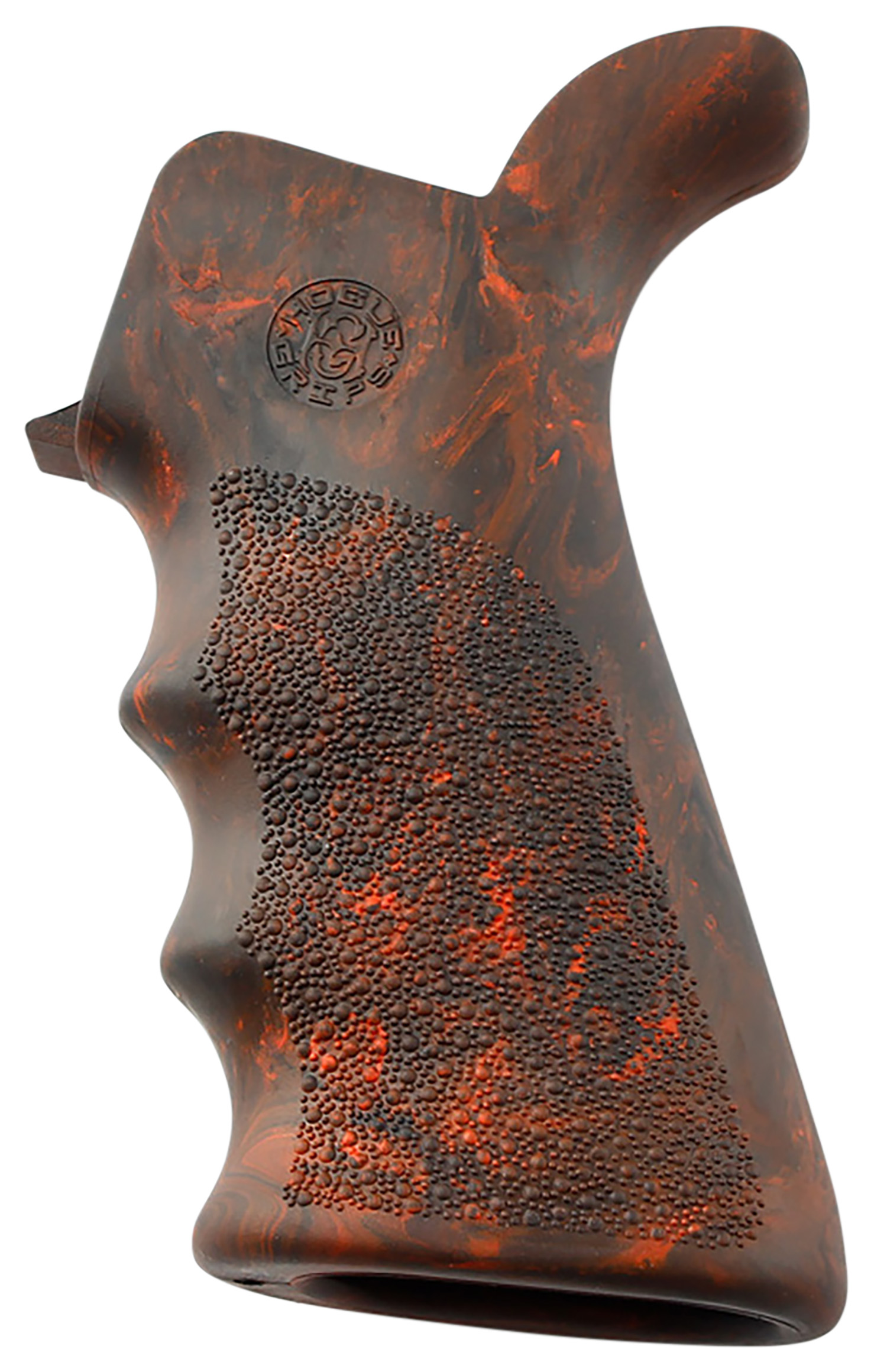 Hogue OverMolded Beavertail Rubber Grips, Red Lava Finish, Cobblestone Texture, for AR-15