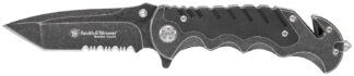 SW Knives Border Guard 3.50" Serrated Stainless Steel Blade Aluminum/G10 Handle