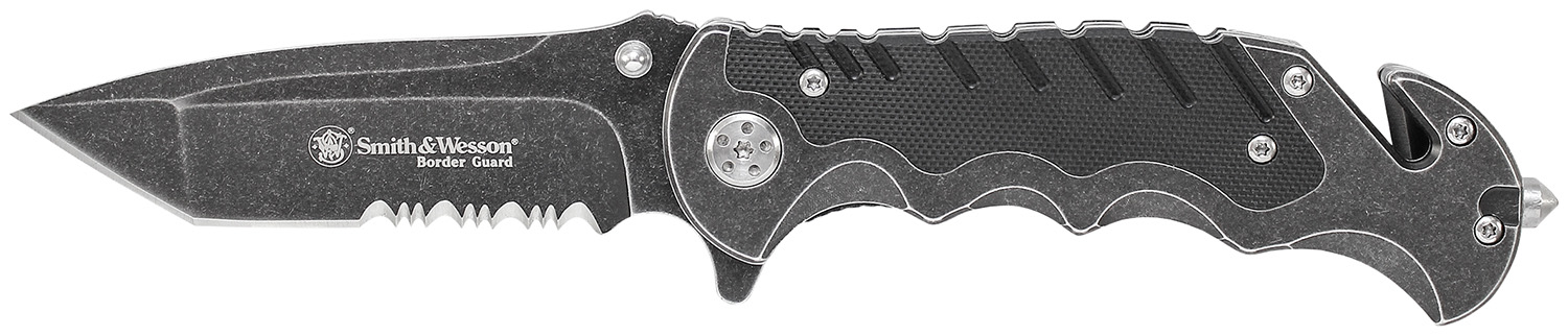 SW Knives Border Guard 3.50" Serrated Stainless Steel Blade Aluminum/G10 Handle