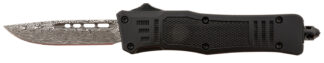 Steel River Knives MT616BDDP Spartan  Mini 2.75" OTF Drop Point Plain Laser Etched Damascus 440C SS Blade/4.25" Black Aluminum Zinc Alloy Handle