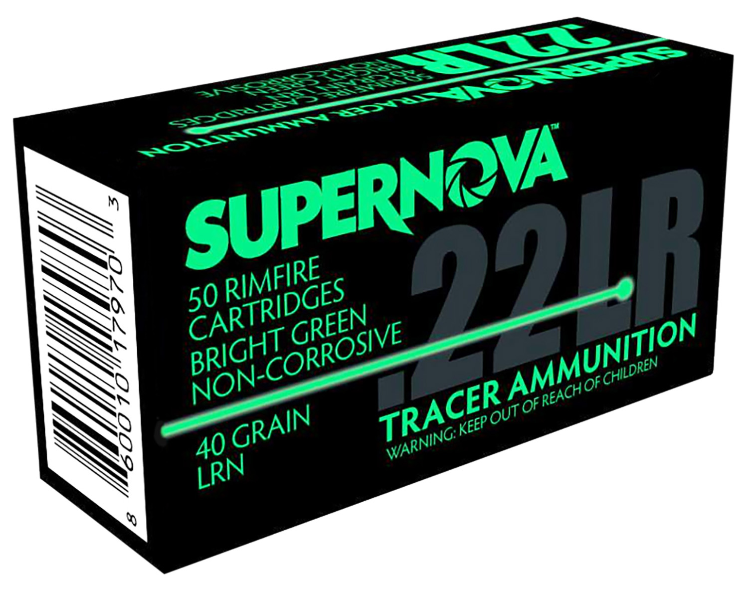 European American Armory Supernova PMSN22LRG Green Tracer Non-Corrosive .22 LR 40 gr Lead RN 50 Rounds