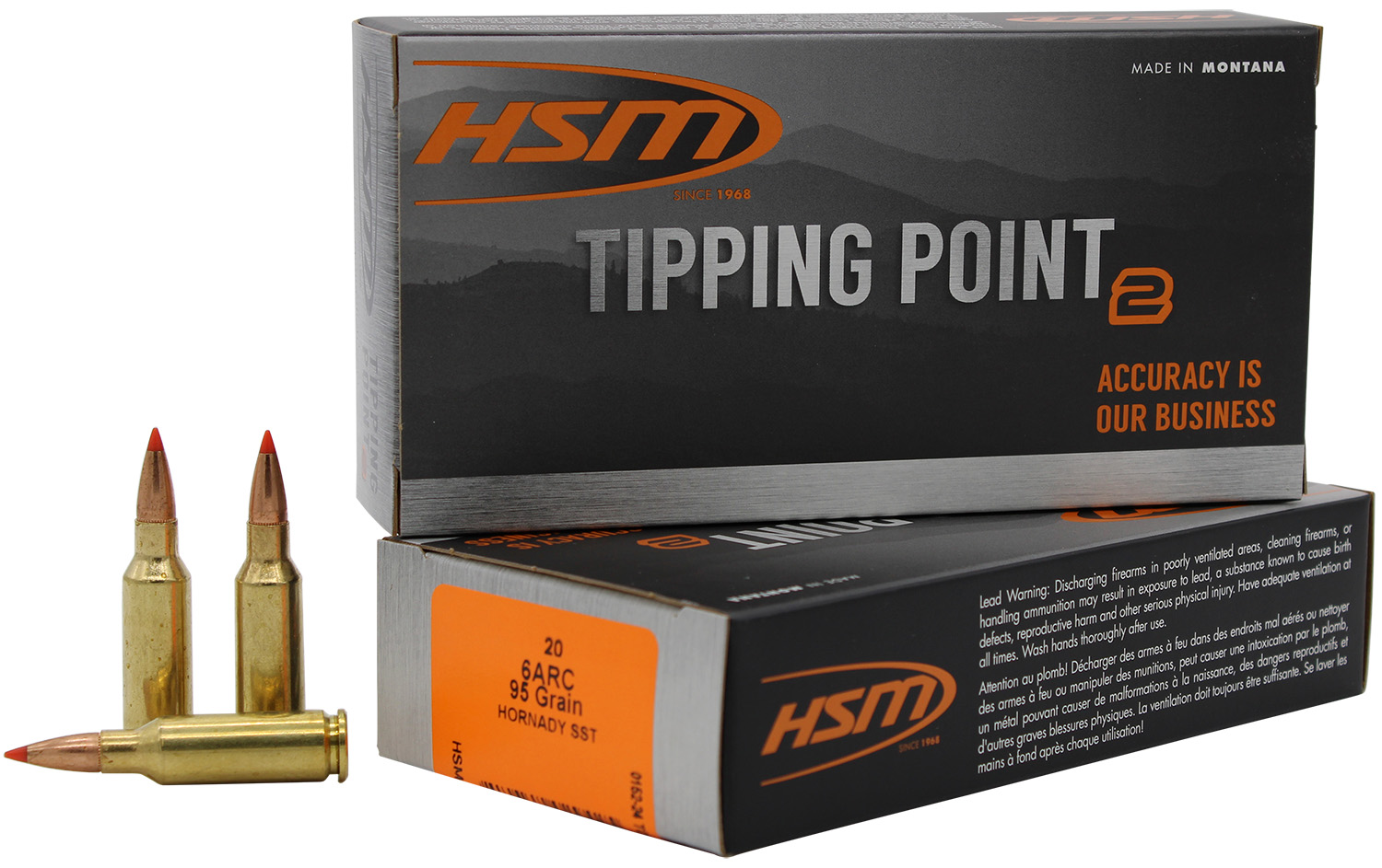 HSM Tipping Point 6mm ARC 95 gr SST 20 Rounds Per Box