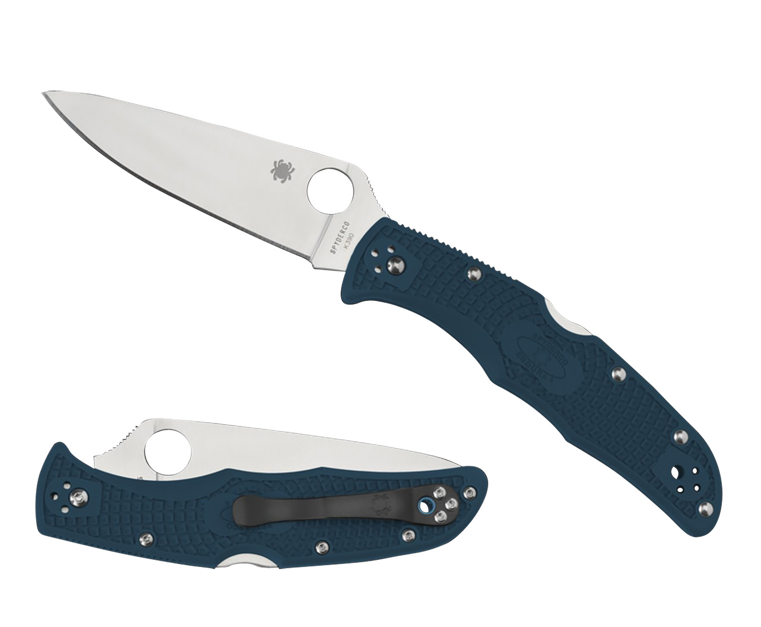 Spyderco C10FPK390 Endura 4 Lightweight 3.80" Folding Plain Stonewashed K390 Steel Blade Includes Pocket Clip