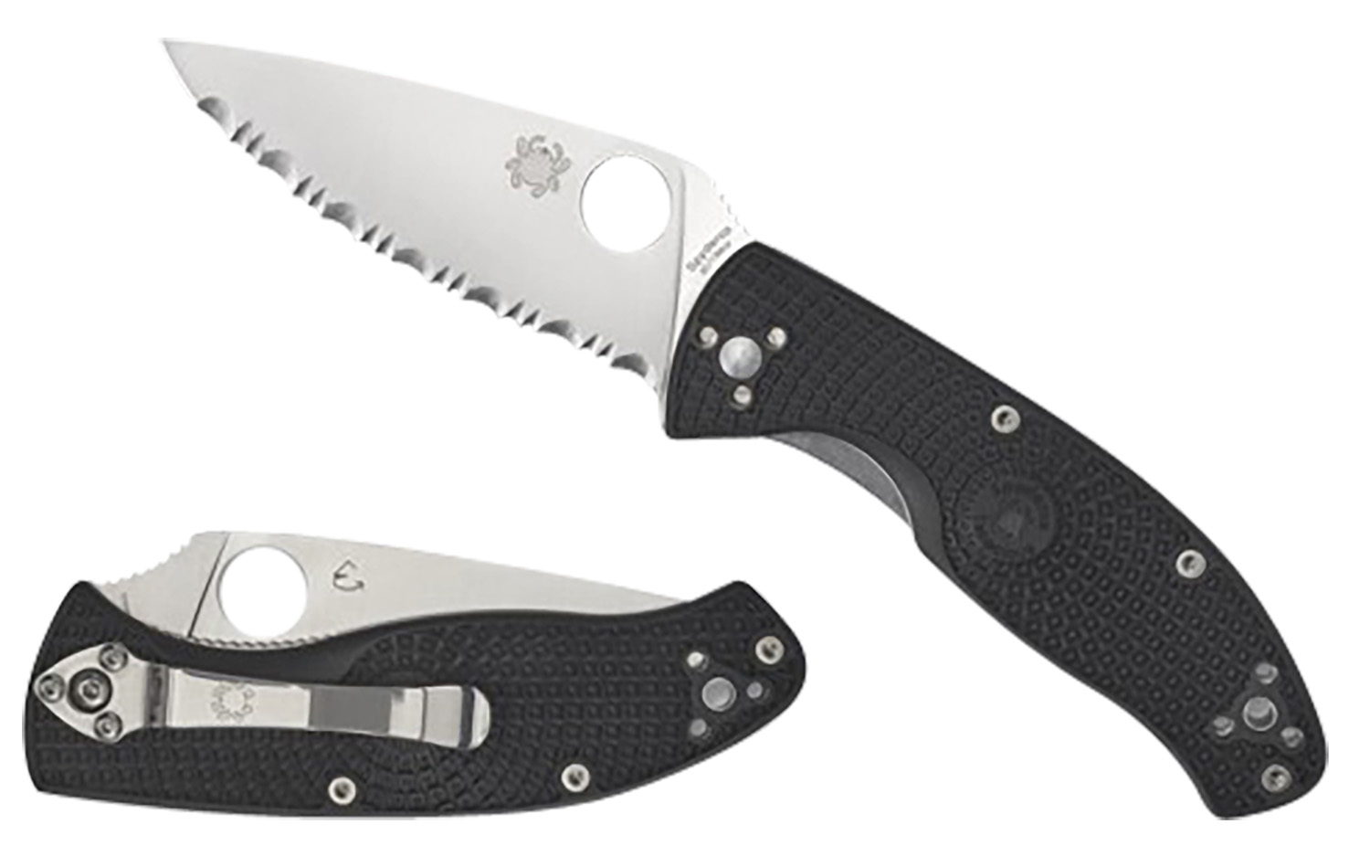 Spyderco Tenacious Lightweight 3.39in Serrated Satin 8Cr13MoV Blade/Black FRN Handle