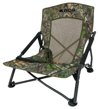 Bog Pod Low-Profile Turkey Chair, 300 lb Capacity, 4-Leg Steel Frame, Mossy Oak Camo