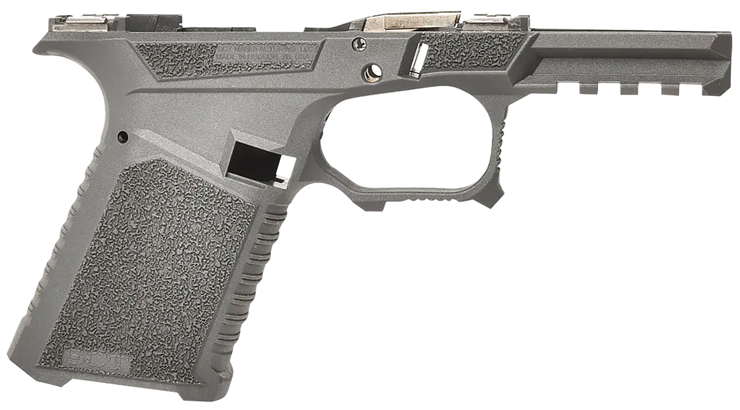 Sct Manufacturing Compact Multi-Caliber Polymer Frame with Picatinny Rail, Aggressive Texture, Gray