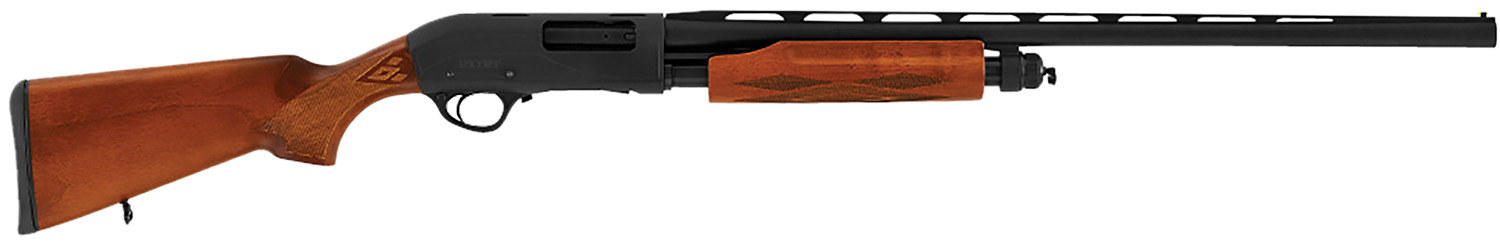 Hatsan USA HEWS122805W2 Escort WS Full Size 12 Gauge Pump 3" 4+1 28" Black Chrome Vent Rib Barrel, Black Anodized Grooved Aluminum Receiver, Adjustable Turkish Walnut Stock