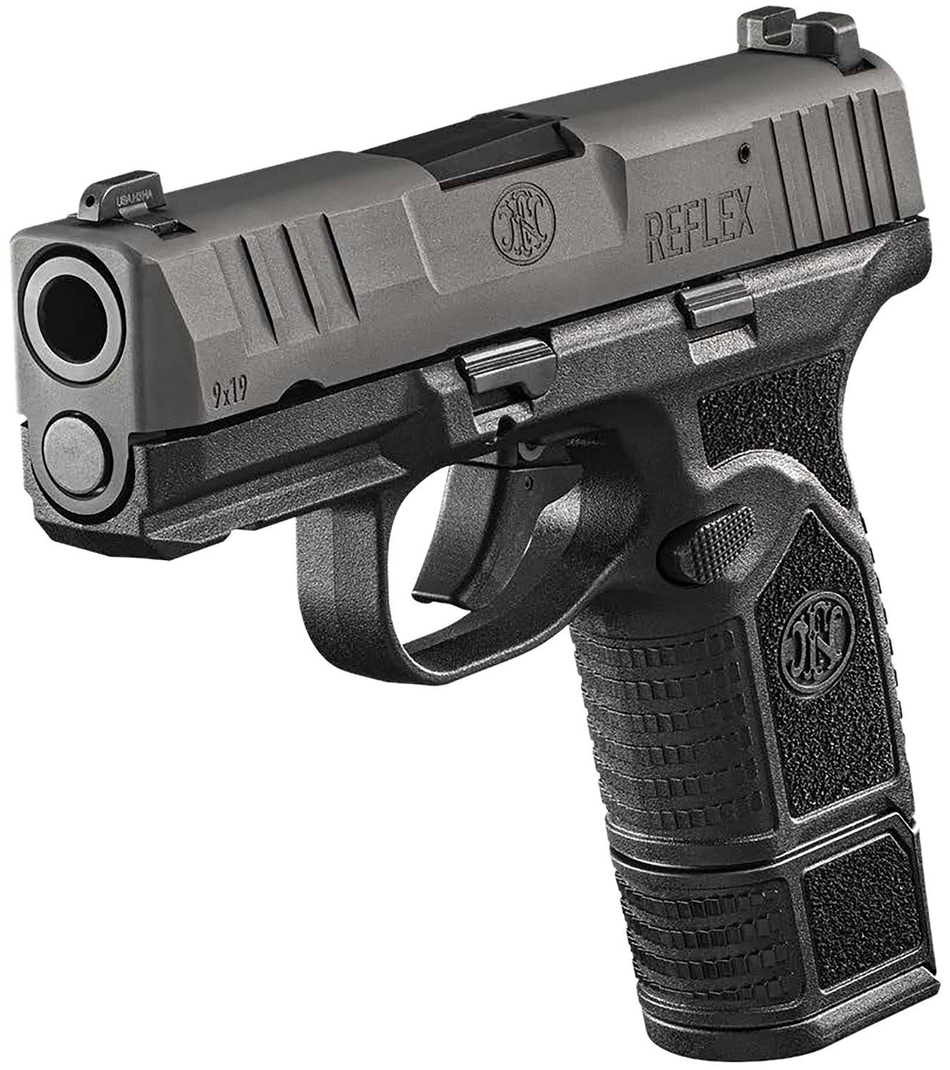 FN 66101420 Reflex 9mm Luger 10+1 3.30" Micro-Compact Frame Black PVD Serrated Steel Slide w/Picatinny Rail Stippled Grip Ambidextrous