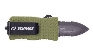 Schrade 1159306 Uproar Tactical Mini 1.90" Serrated Dagger Satin D2 Steel Blade OD Green Aluminum Handle
