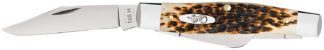 Case Large Stockman Pocket Knife, 3-Blade, Carbon Steel, Amber Bone Peach Seed Jig