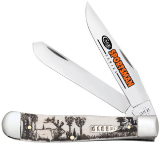 CASE 81222 Trapper Sportsman Clip Point/Spey Folding Knife, Tru-Sharp SS, Natural Bone Elk