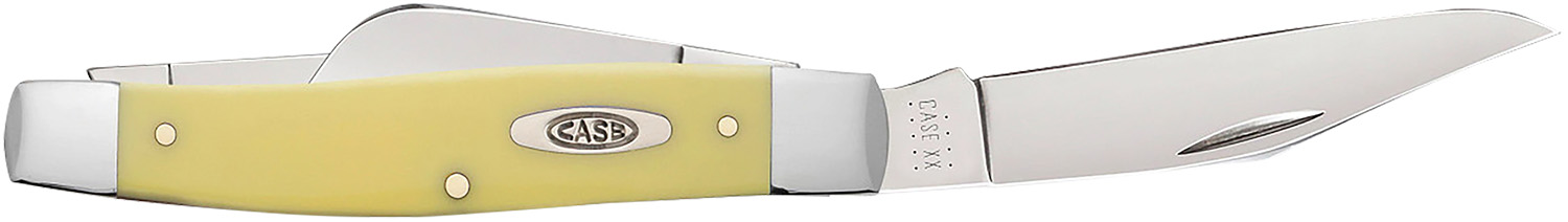 Case 00203 Large Stockman Folding Pocket Knife, Carbon Steel Blades, Yellow Synthetic Handle