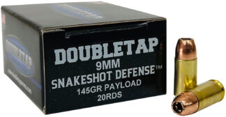Double Tap Ammunition 9mm Snake Shot 95 Grain Brass Case, 20 Rounds Per Box