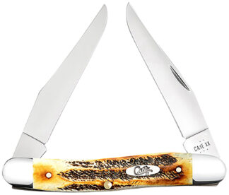 CASE Muskrat 2.90 in Folding Clip Point Knife, Burnt Dark Amber 6.5 BoneStag, Tru-Sharp SS Blades