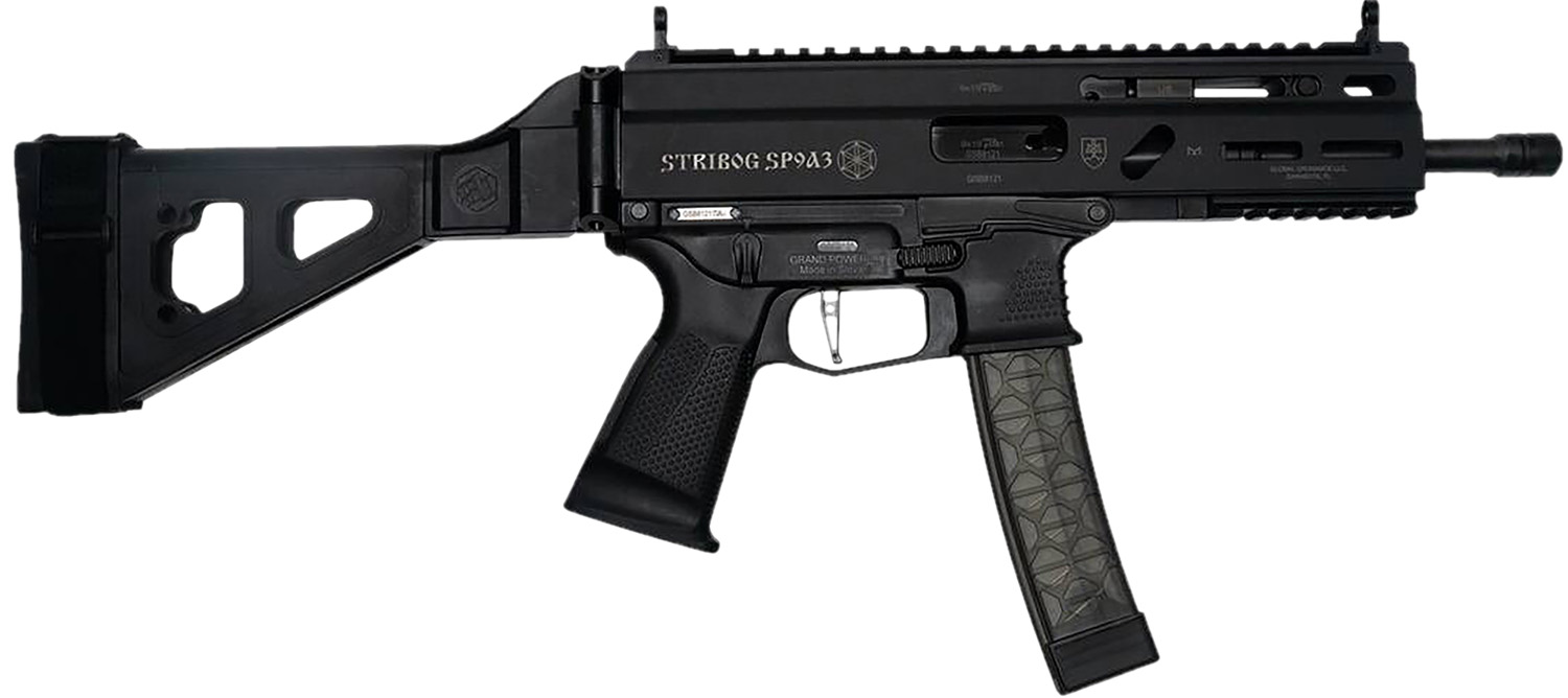Grand Power Stribog SP9A3 9mm Semi-Auto 8 in Barrel 30+1 Black SB Tactical Brace