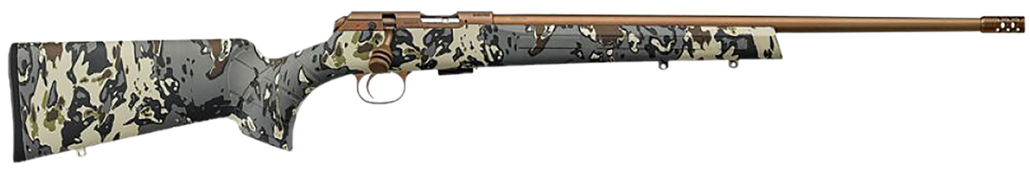 CZ-USA 457 American Hunter Bolt Action .22 LR 5+1 20 in Bronze Cerakote Veil Camo Stock