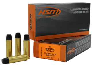HSM 500 S&W Magnum 590 Grain Hard Cast Long Flat Nose Subsonic Ammunition (20 Rounds)