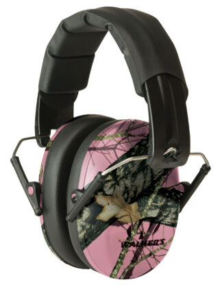 Walkers Pro Low Profile Folding Muff 22 dB Over-the-Head Black/Mossy Oak Pink