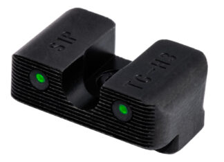 Truglo TG231S1W Tritium Pro Front/Rear Set, Square Front, U-Notch Rear, Green Tritium/White Outline