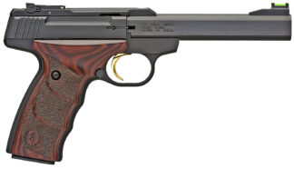 Browning Buck Mark Plus Single-Action .22 LR Pistol, 5.5 in Barrel, Matte Black, Brown Grips