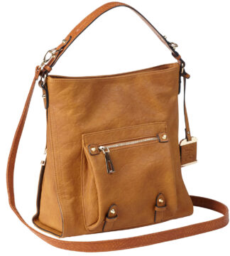 Bulldog Cases Hobo Anna Concealed Carry Purse with Holster, Cognac Leather