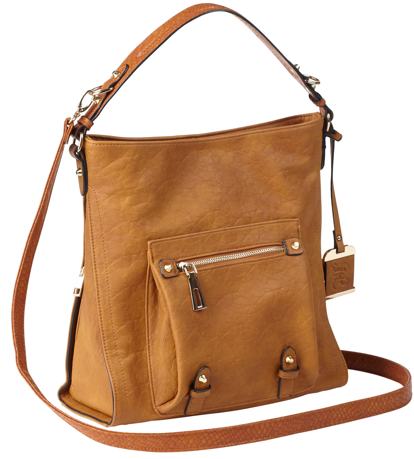 Bulldog Cases Hobo Anna Concealed Carry Purse with Holster, Cognac Leather