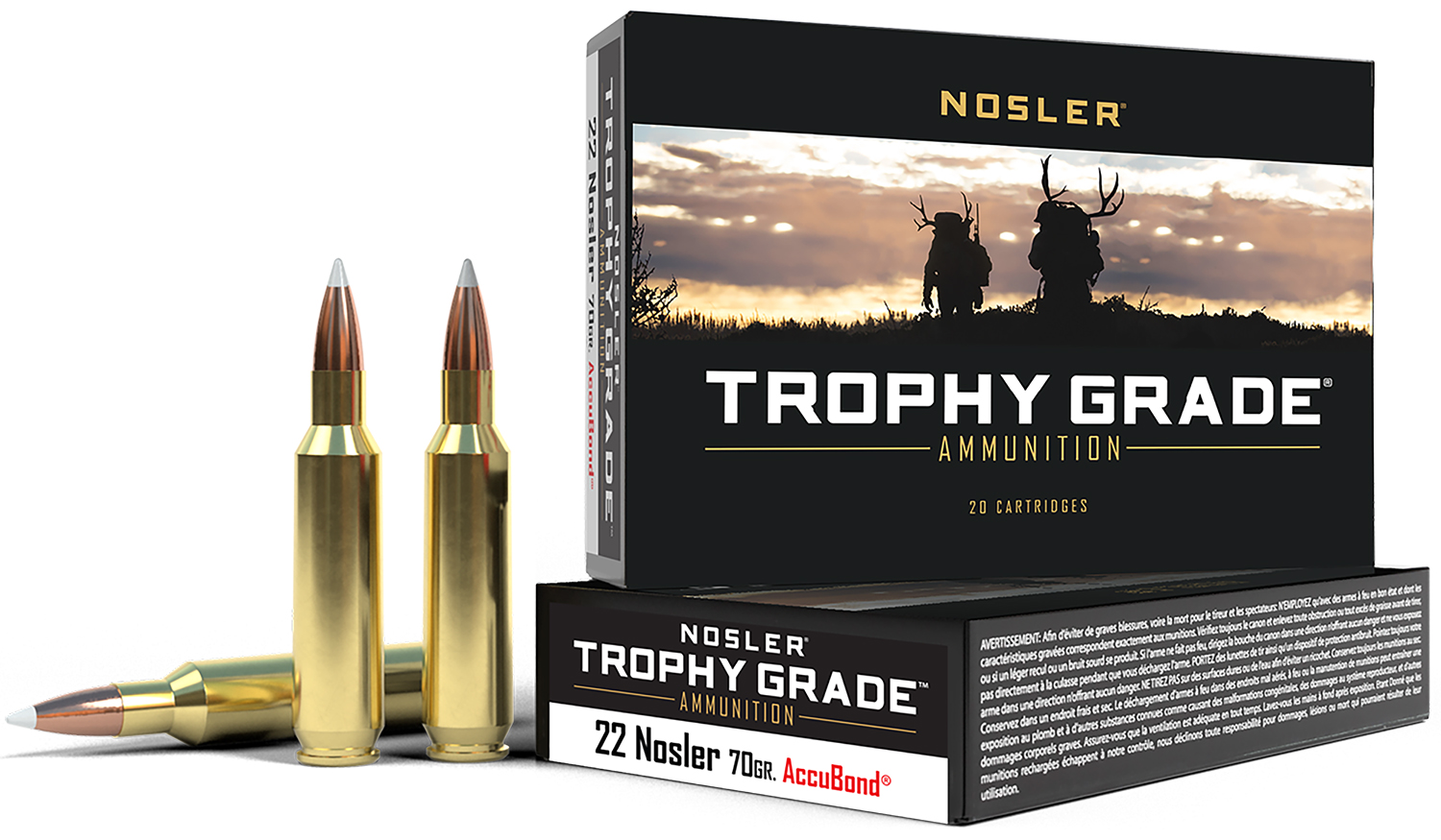 Nosler Trophy Grade .22 Nosler 70 gr AccuBond, 20 Rounds