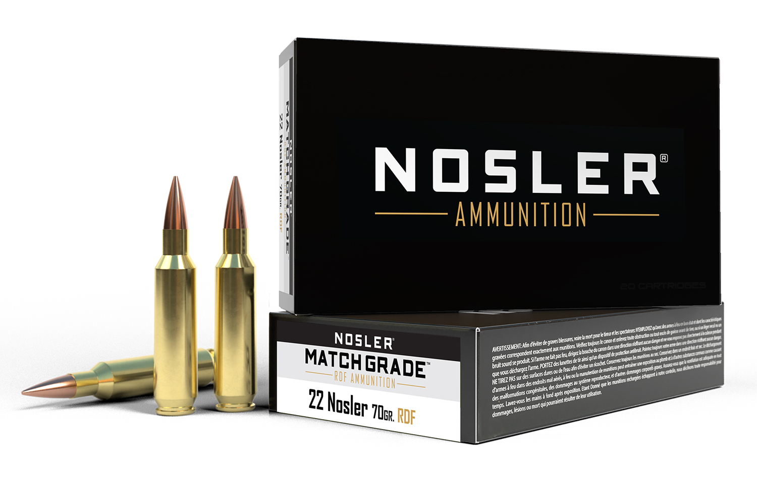 Nosler Match Grade RDF .22 Nosler 70gr Hollow Point Boat Tail 20-Round