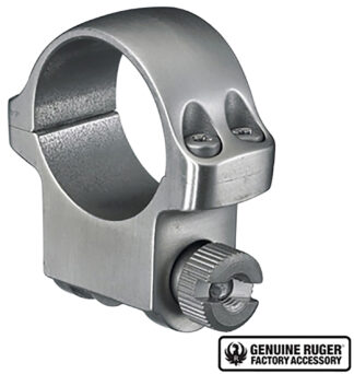 Ruger 90282 4K Scope Ring 1-Inch Medium, Stainless/Silver