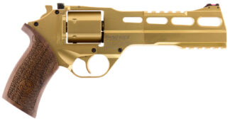Chiappa Firearms 340225 Rhino 60DS Medium Frame 357 Mag 6 Shot, 6" Gold Plated PVD Steel Vent Rib Barrel & Cylinder, Gold Plated PVD Aluminum Frame, Walnut Grip, Concealed Hammer