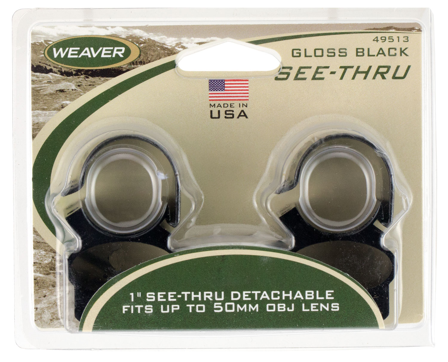 Weaver Detachable See-Thru Rings 1" Black Gloss